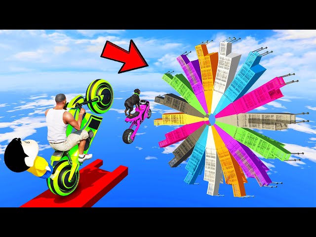 SHINCHAN AND FRANKLIN TRIED THE IMPOSSIBLE COLOURFUL OBSTACLES STAR PARKOUR CHALLENGE GTA 5