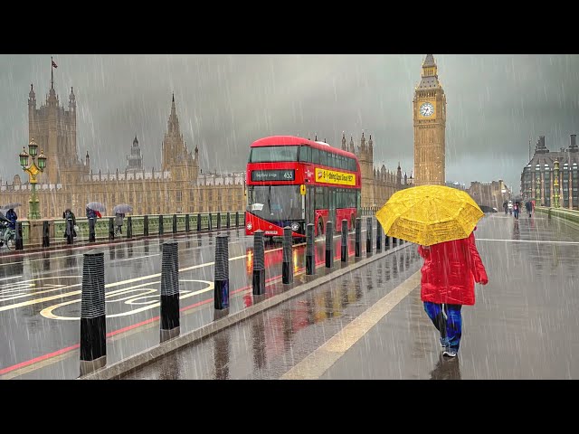 Tourists Love THIS London Weather? Grey & Rainy Central London Walk - 4K HDR 60FPS