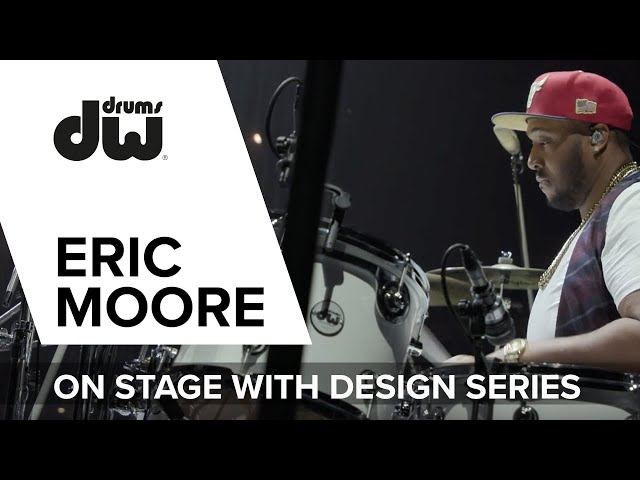 Eric Moore on stage with DW Design Series drums!