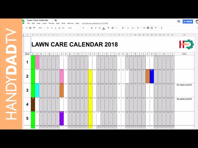 2018 Lawn Care Calendar