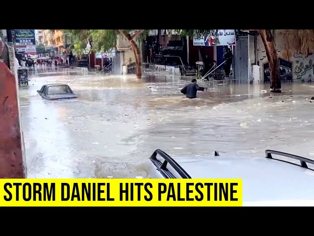 Homes in Gaza flooded as Storm Daniel hits Palestine.