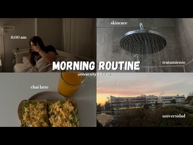 MORNING ROUTINE PARA LA UNIVERSIDAD (6 am)+ rutina 🍵 | organización, chai latte, skincare...