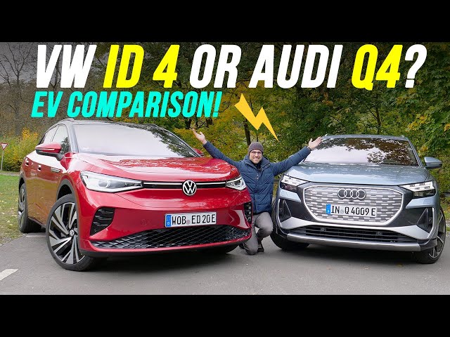 Audi or VW? Audi Q4 e-tron 50 AWD vs VW ID4 GTX mid-size EV SUV comparison REVIEW