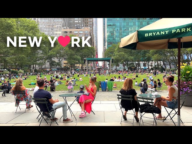 [4K]🇺🇸NYC Summer Evening Walk👡🌃🌛: W32nd St. to Bryant Park🎠 / Dinner at Bryant Park Grill🥩💕 2022