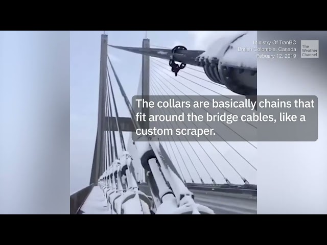 Rope Access Technicians - Cleaning Snow off Suspension Bridges