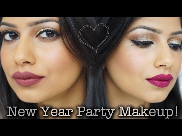 *Easy & Last minute* New Year Glitter Party Makeup! 2 Lip options!