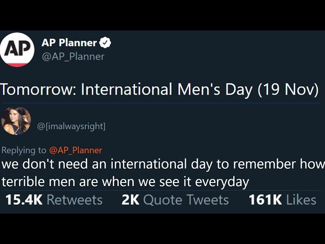 Lots of anger about "International Men's Day"...