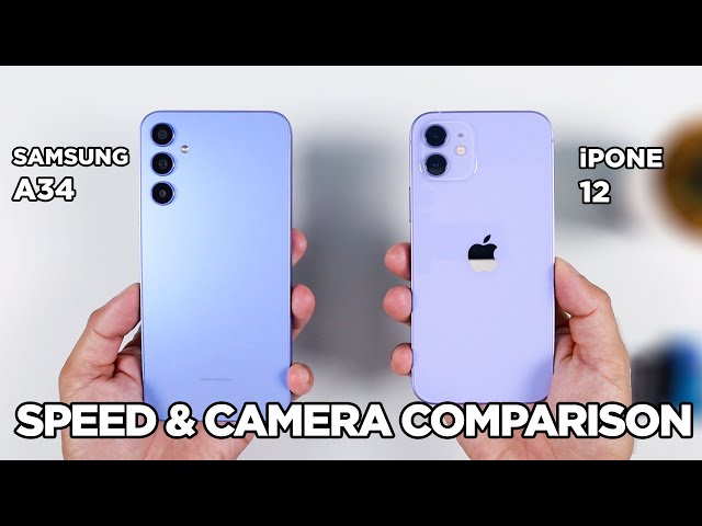 Samsung A34 vs iPhone 12 SPEED TEST & CAMERA Comparison | Zeibiz
