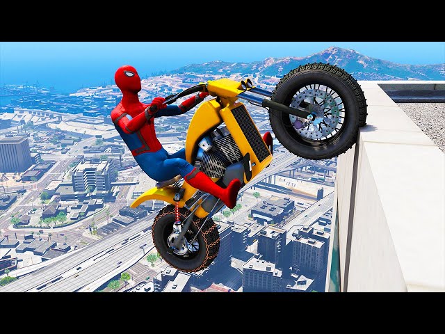 GTA 5 Spiderman Epic Jumps #53 - Spider-Man Gameplay & Stunts, Ragdolls, Fails