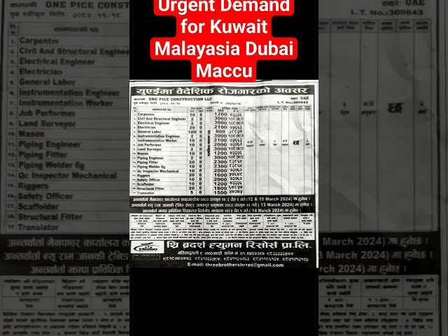 Urgent Demand for Kuwait, Dubai, Malayasia & Macau #interview Hunxa 4 MARCH 2024