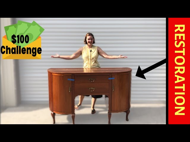 Restoring an Antique Wooden Buffet | Under $100 Furniture Challege!