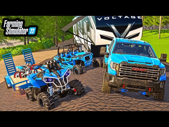 LUXURY CAMPING IN THE MUD! (LIFTED TRUCKS + RZR) | Farming Simulator 22