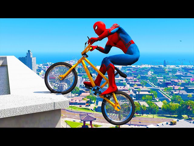 GTA 5 Spiderman Epic Jumps #45 - Spider-Man Stunt & Fails, Gameplay