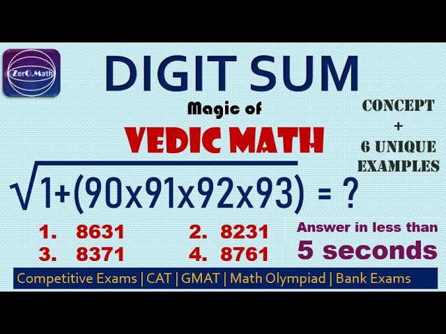 Digit Sum | Vedic Math | Fast Calculation | Digital Sum | Competitive exam | Zero Math | In English
