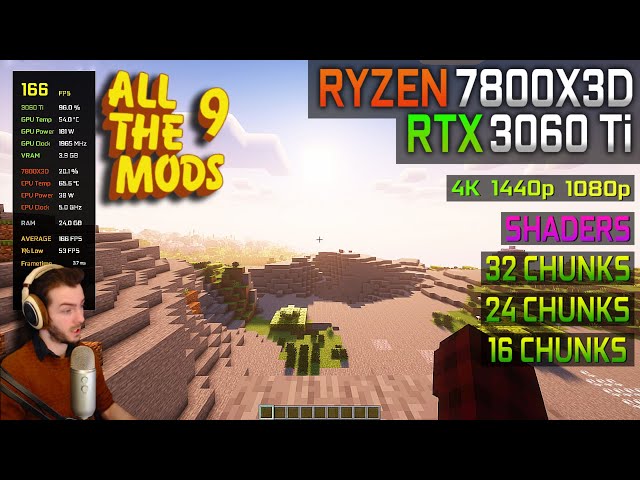 Minecraft: All The Mods 9 | RTX 3060 Ti + Ryzen 7 7800X3D  - 1080p, 1440p, 4K