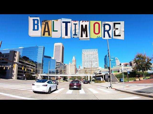 Baltimore 4k - Driving Downtown - Maryland, USA