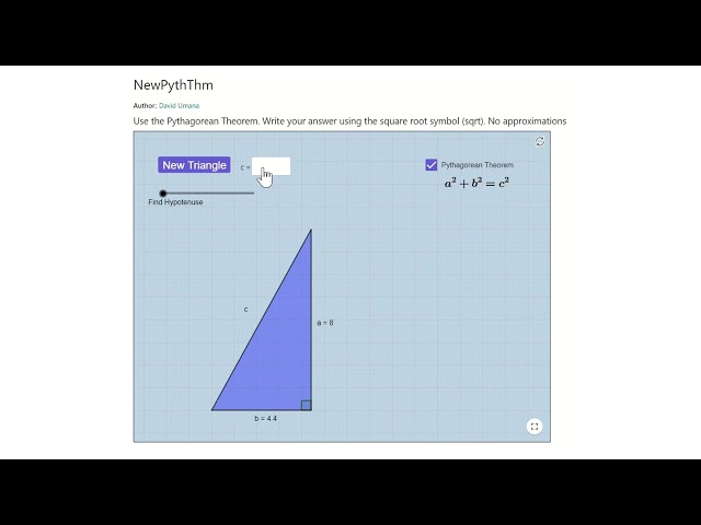 Pythagorean Theorem GeoGebra
