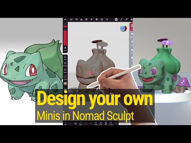 Simple way of creating Pokémon minis using nomad sculpt, featuring Bulbasaur.