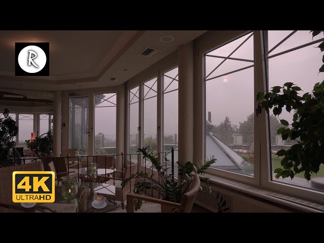 Rain on Window with Thunder in Austria 4K - Rain Sounds for Sleep, Insomnia, Study, Spa