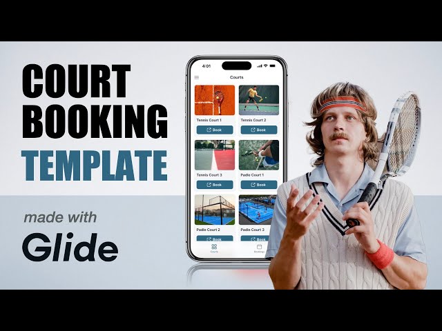 Tennis court booking app (Made with Glide)