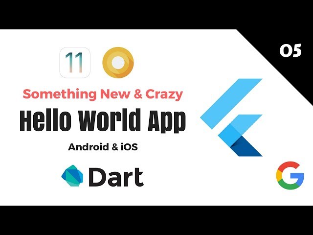 Google's Flutter Tutorials  | 5 - Hello World App | Something New & Crazy | Android & iOS | Dart
