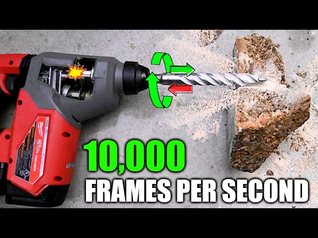 How Drilling Thru Concrete Works @ 10,000 FPS