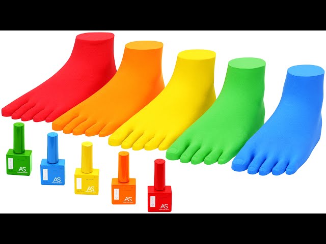 Satisfying Video l How to make Rainbow Foots with Kinetic Sand and Nail Polish Cutting ASMR #2