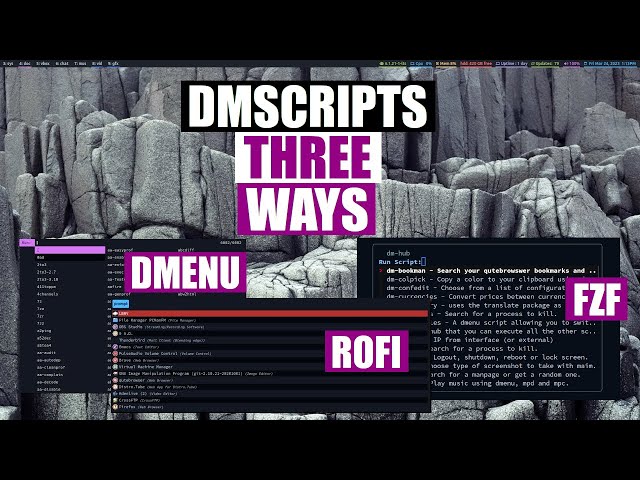 Dmscripts now has '-d', '-r' and '-f' options. (dmenu, rofi, & fzf)