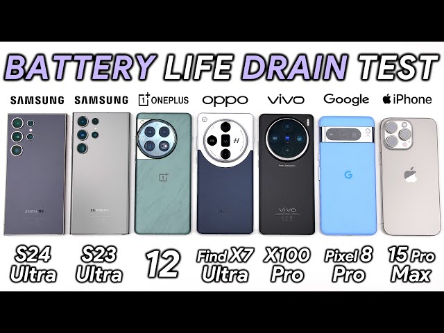 Samsung S24 Ultra vs S23 Ultra / OnePlus / OPPO / Vivo / Pixel / iPhone Battery Life DRAIN Test!