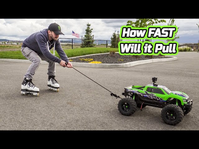 Traxxas Xmaxx 8S pulling Roller blades and towing a Truck