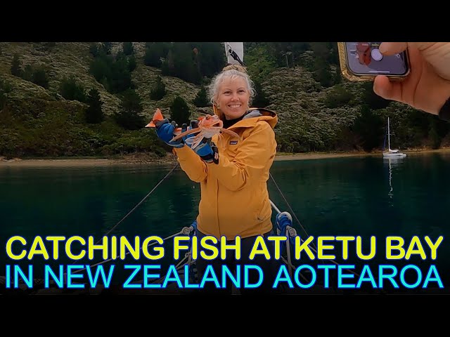 Rhonda Catches Two Fish For Dinner at Ketu Bay in Marlborough Sounds