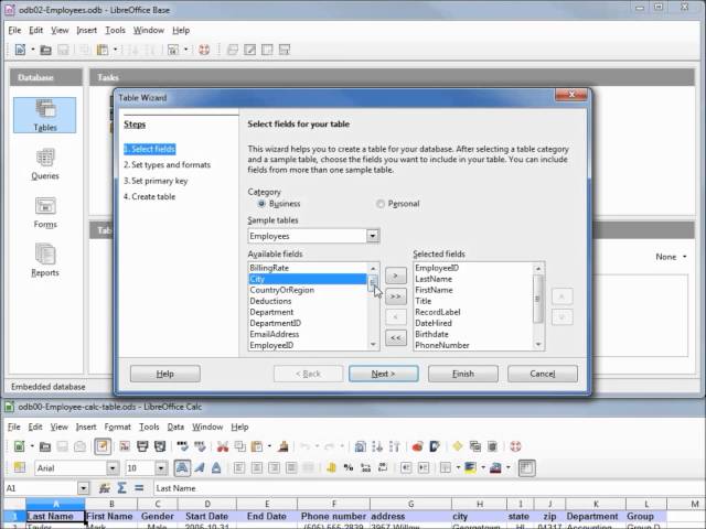LibreOffice Base (02) Create a Table with the Table Wizard