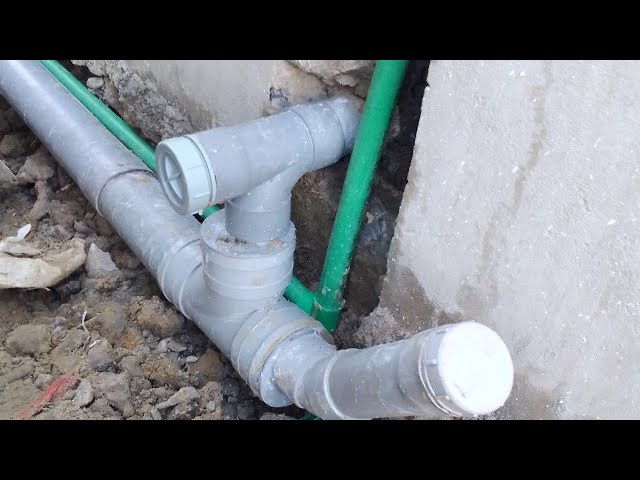 How to fix PVC drain pipe and install garden tap#plumbing hacks #construction#plumbing works
