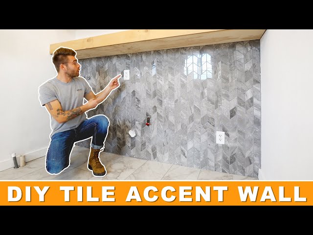 HOW TO INSTALL CHEVRON BACKSPLASH | LAUNDRY ROOM TILE ACCENT WALL.
