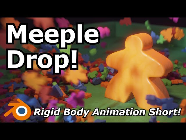 Rigid Body Animation Simulation With Meeples From Carcassonne Board Game Short | Blender 3D