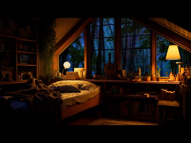 Sleep Easier With Warm Lights In The Room And Relaxing Sounds | The Sound Of Rain Improves Mood
