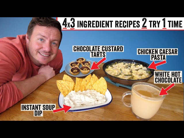 Make a 3 Course Meal & a drink with 3 Ingredients each | inc Chicken Caesar Pasta