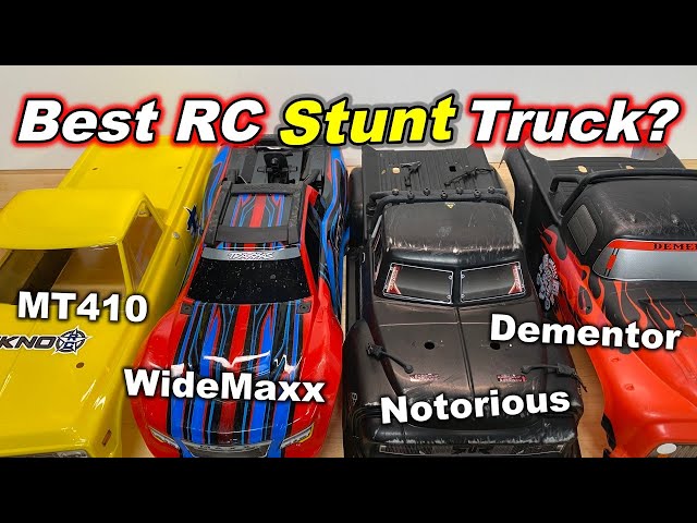 Best RC Stunt Truck? (Tekno MT410, Traxxas WideMaxx, Arrma Notorious V5, Team Corally Dementor V2)