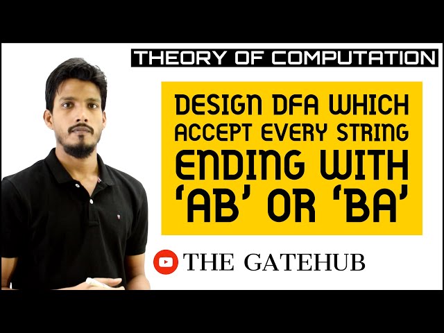 Design a DFA in which set of all strings can be accepted which ends with ab or ba | TOC