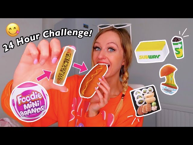 Letting the New FOODIE MINI BRANDS Decide what I Eat for 24 Hours Challenge!!😱🍣🌭🍦🍪 (BAD IDEA...😳)