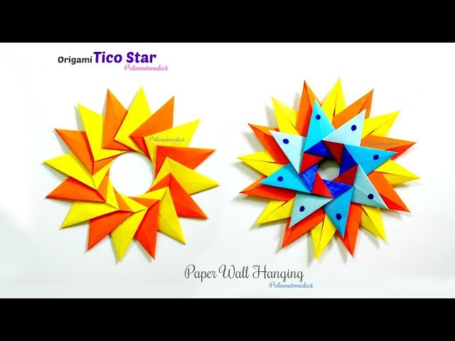 Origami Tico Star || origami 16 pointed star || Paper wall hanging || easy paper craft