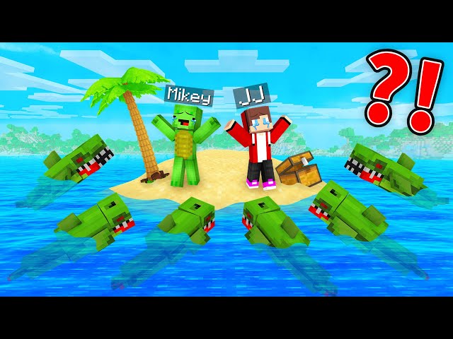 Mikey and JJ Survive on the Island with ZOMBIE SHARKS in Minecraft (Maizen)