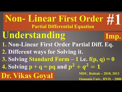 Non Linear Partial Differential Equations (Standard Forms)