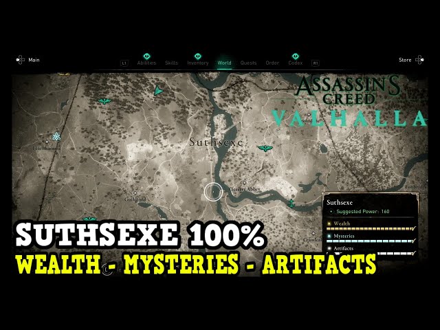 Assassin's Creed Valhalla Suthsexe All Collectibles (Wealth, Mysteries, Artifacts)