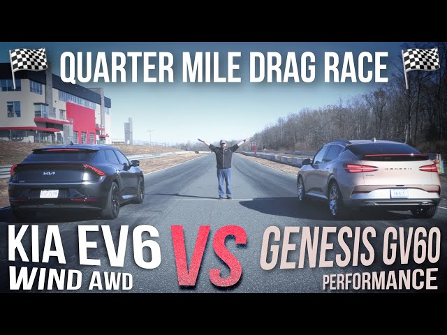 Kia EV6 AWD vs Genesis GV60 Performance - Quarter Mile Drag Race 😀