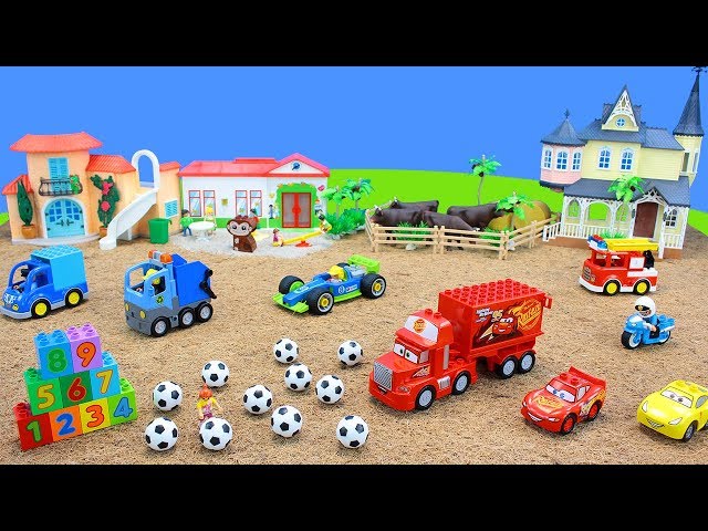 Lego Duplo Football in the Kindergarten | Color Balls, Cars & Numbers, Toys Building Blocks for Kids