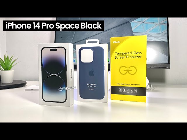 Unboxing iPhone 14 Pro Space Black + Storm Blue Silicone Case — Upgrading my iPhone 11!