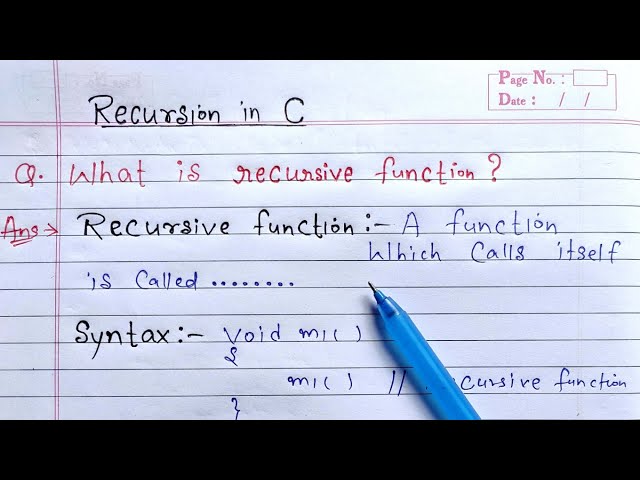 Recursion in C | Recursive function in c programming | Learn Coding