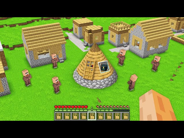 I look this SECRET CONE House in My Minecraft Village !!! Secret Sphere Round Base in Minecraft !!!