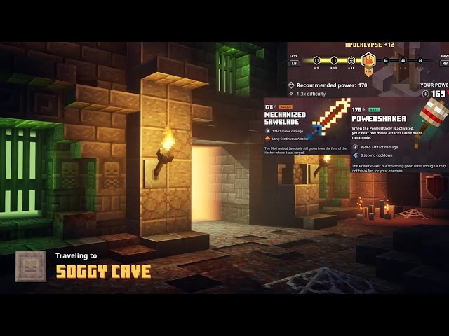 Playing my favorite level with the new power level. In Minecraft Dungeons.